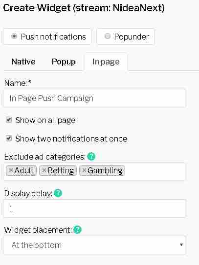 EVADAV InPage Push Notification