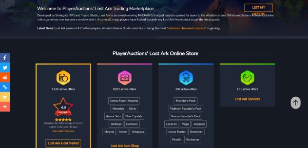 PlayerAuctions Lost Ark Trading Marketplace