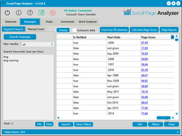 Social Page Analyzer