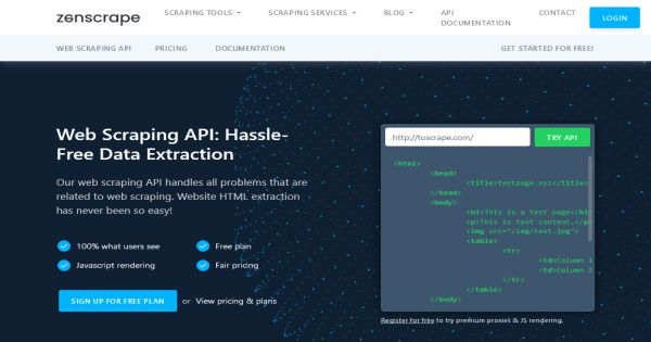 Zenscrape Review - How to scrape the web using an API