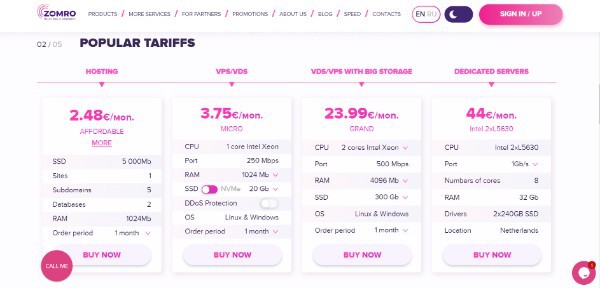 Zomro Hosting Review