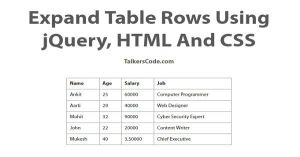 Expand Table Rows Using jQuery, HTML And CSS