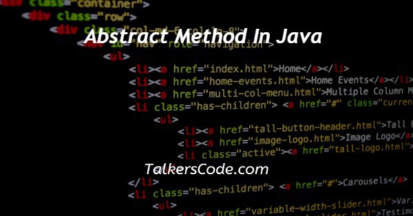 Abstract Method In Java