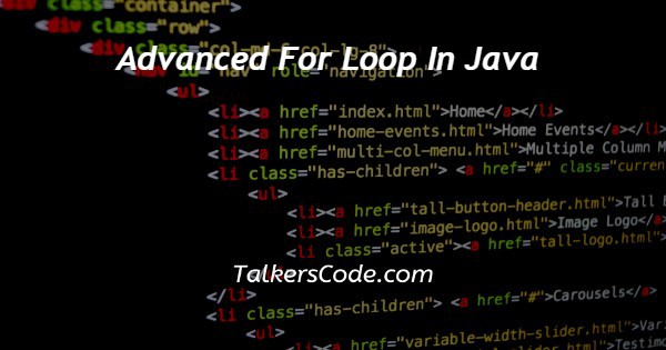 Advanced For Loop In Java