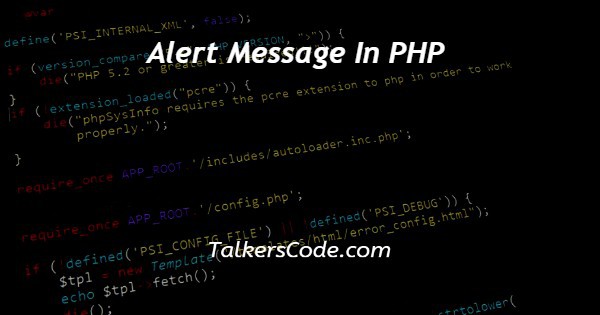 Alert Message In PHP