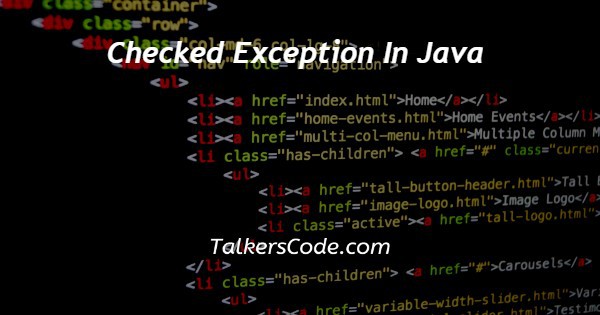 Checked Exception In Java