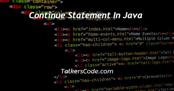 Continue Statement In Java