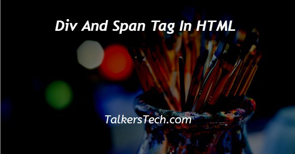 Div And Span Tag In HTML
