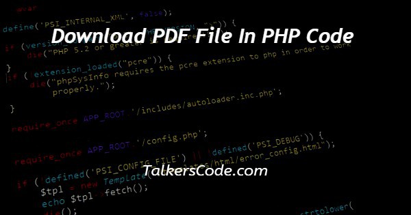Download PDF File In PHP Code
