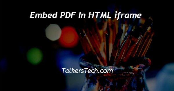 Embed PDF In HTML iframe