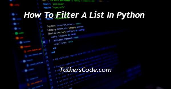 How To Filter A List In Python