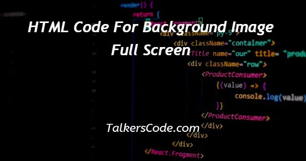 HTML Code For Background Image Full Screen