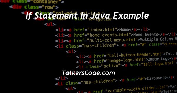 If Statement In Java Example