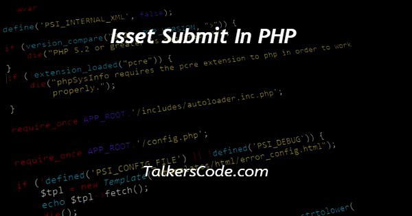 Isset Submit In PHP