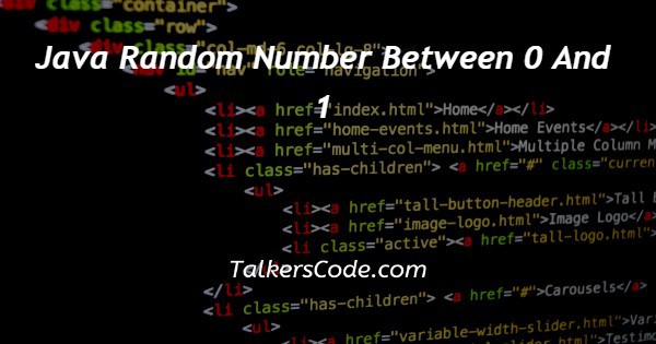 Java Random Number Between 0 And 1
