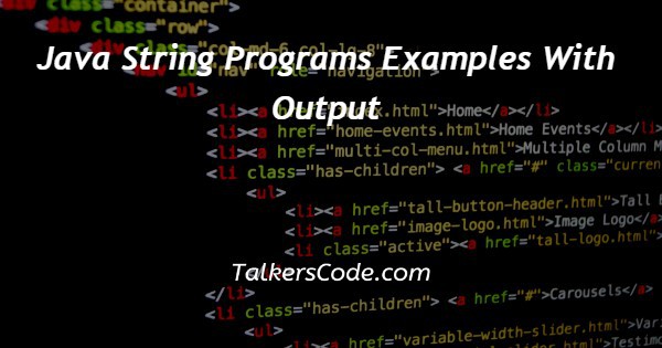 Java String Programs Examples With Output