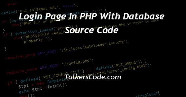 Login Page In PHP With Database Source Code