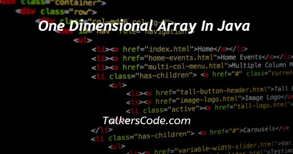 One Dimensional Array In Java