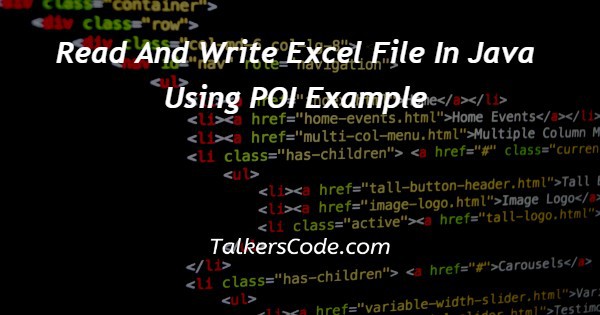 Read And Write Excel File In Java Using POI Example