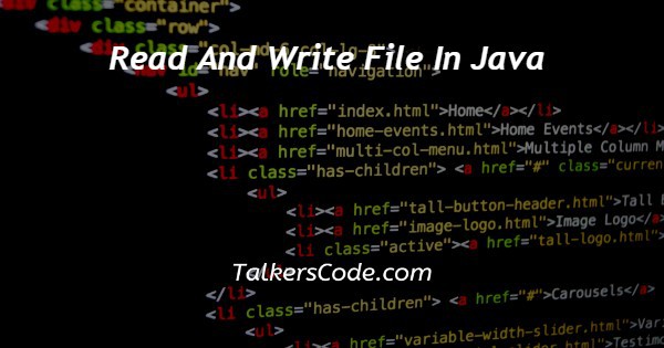 Read And Write File In Java