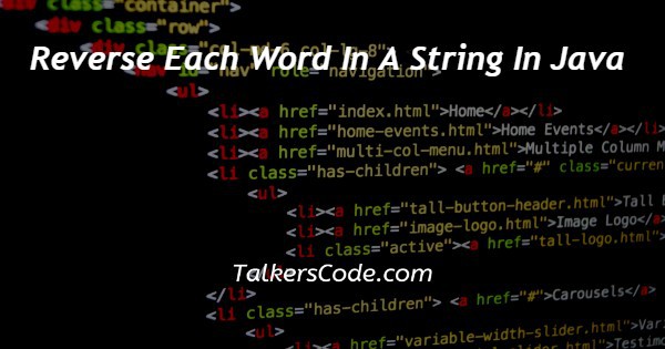 Reverse Each Word In A String In Java