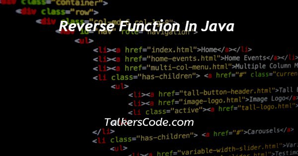 Reverse Function In Java