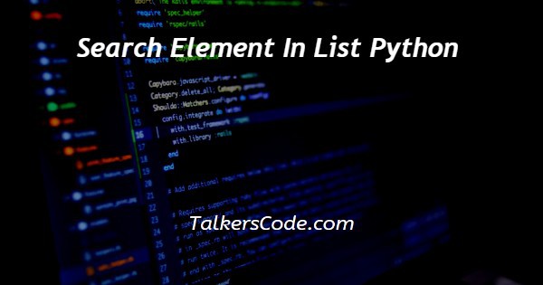 Search Element In List Python