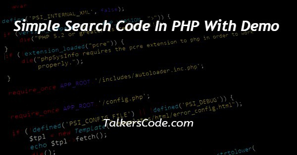 Simple Search Code In PHP With Demo