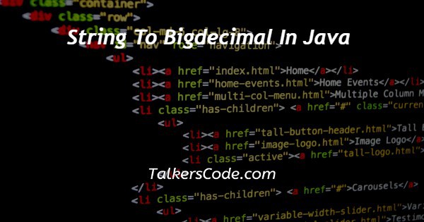 String To Bigdecimal In Java