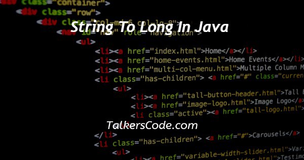 String To Long In Java