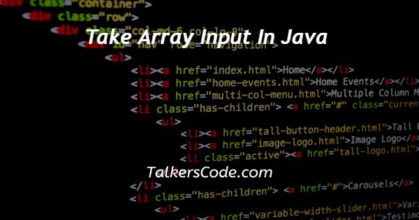 Take Array Input In Java