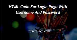 HTML Code For Login Page With Username And Password