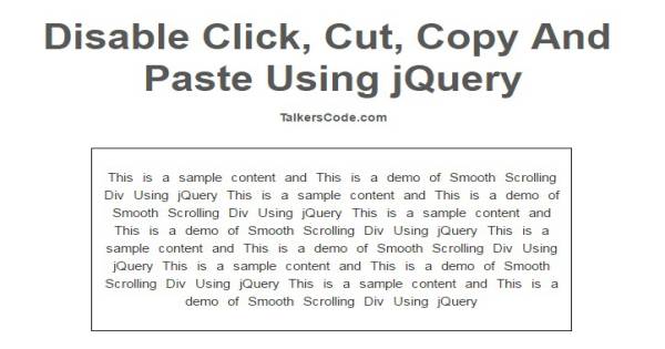 Disable Click, Cut, Copy And Paste Using jQuery