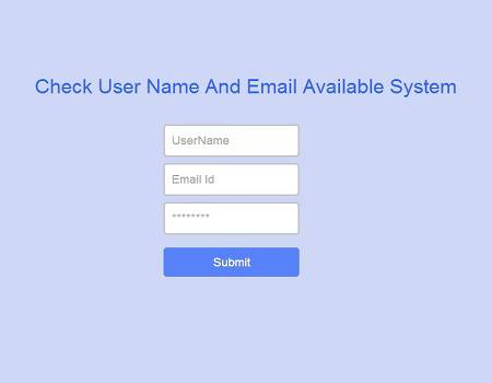 Check UserName And Email Availability From Database Using Ajax